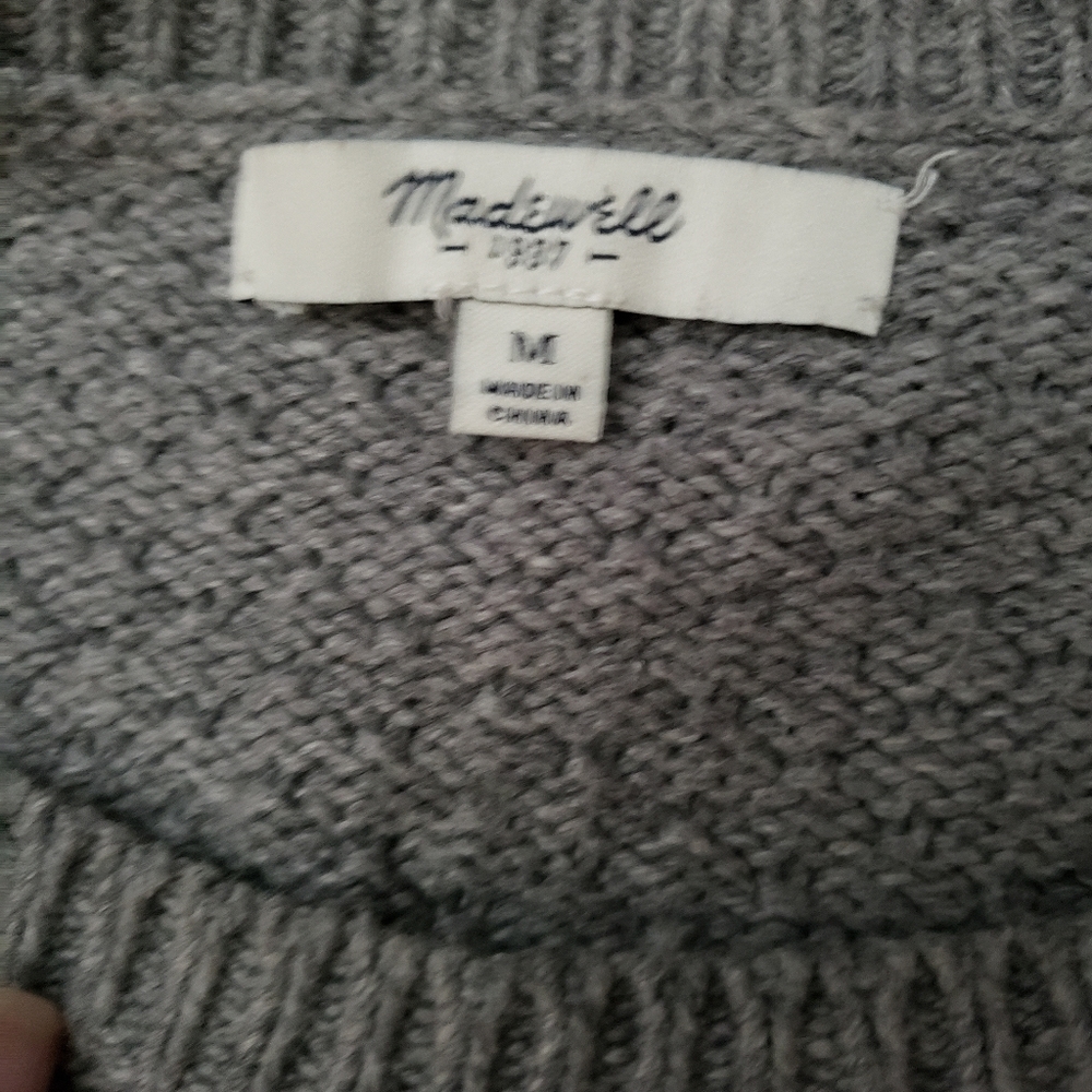 Madewell gray knit cotton crewneck sweater Sz M - Picture 3 of 4